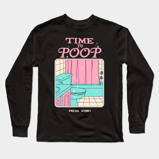 Time To Poop Long Sleeve T-Shirt by Hillary White Rabbit